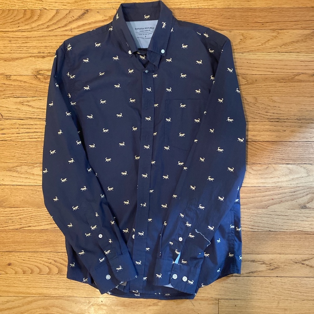 Banana Republic Long Sleeve Button Down with Dogs